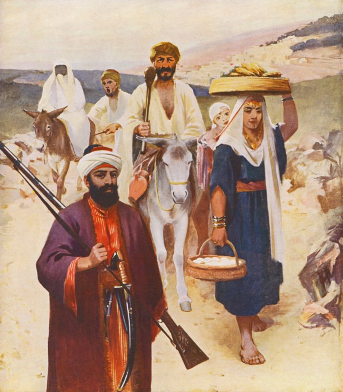 Heliga landet: Vägscen nära Nazareth (färglitografi) av James (after) Clark