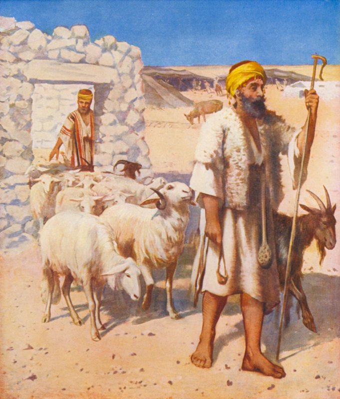 Heliga landet: Herde och fårfålla (färglitografi) av James (after) Clark