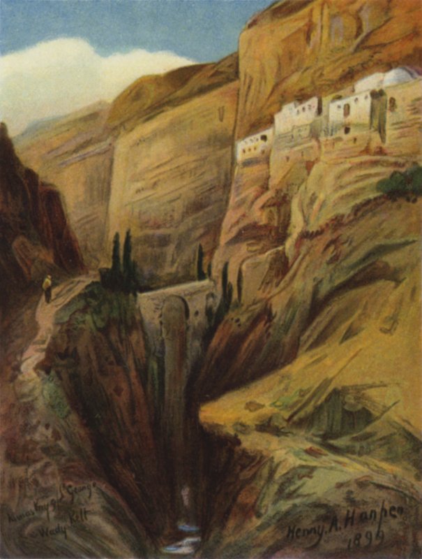 Wady Kelt; eller Brook Cherith (färg litho) av James (after) Clark