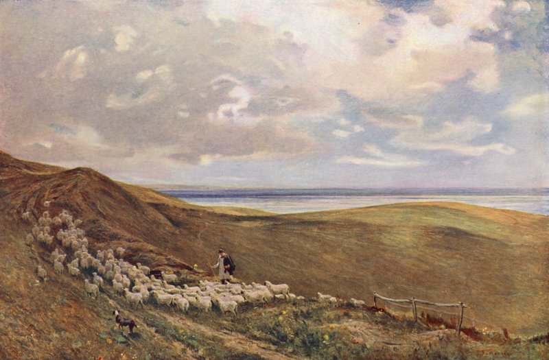 På South Downs i närheten av Brighton (färglitografi) av James Aumonier
