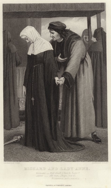 Richard och Lady Anne, Richard III, Akt I, Scen II av James Dawson Watson