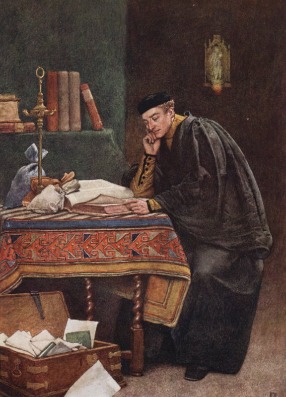 Shakespeares Köpmannen i Venedig: Antonio (färglitografi) av James Dromgole Linton