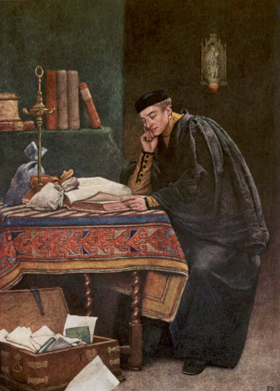 Shakespeares "Köpmannen i Venedig": Antonio (färglitografi) av James Dromgole Linton