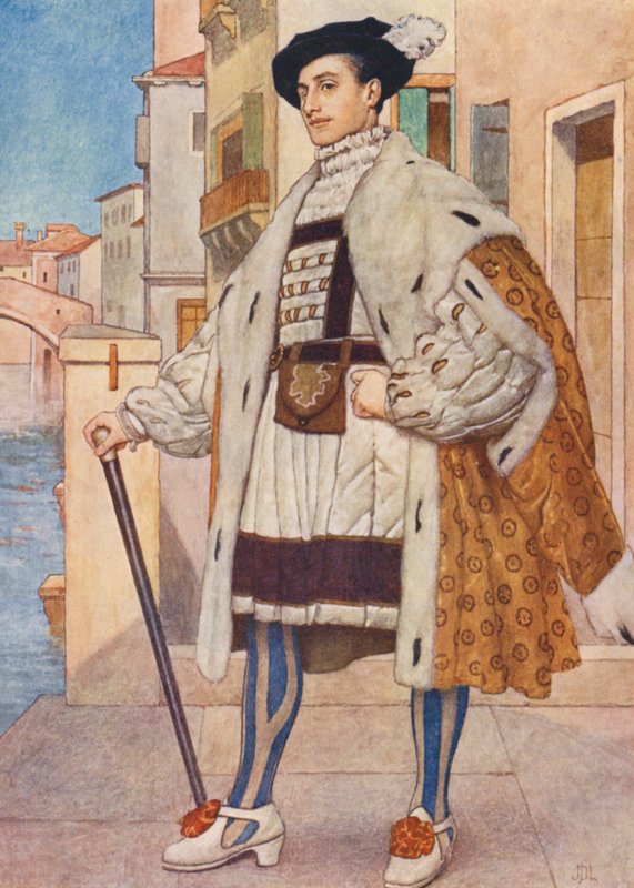 Shakespeares Köpmannen i Venedig: Bassanio (färglitografi) av James Dromgole Linton