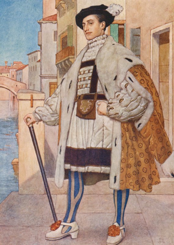 Shakespeares Köpmannen i Venedig: Bassanio (färglitografi) av James Dromgole Linton