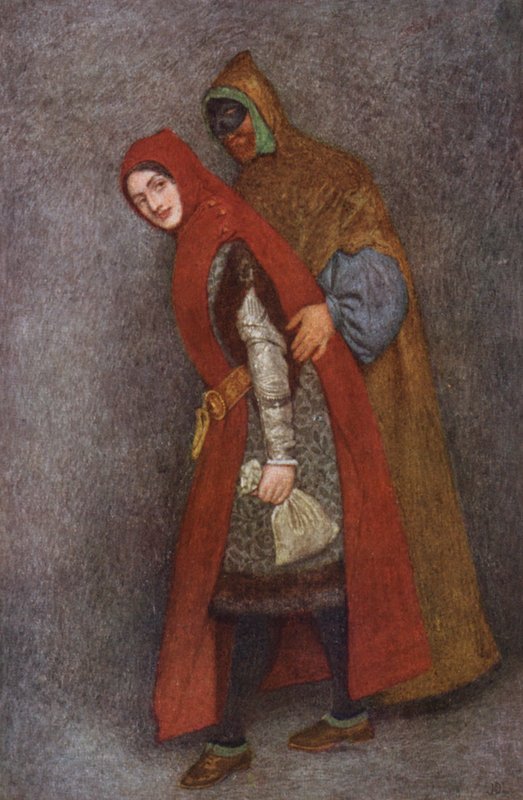 Shakespeares Köpmannen i Venedig: Lorenzo och Jessica (färglitografi) av James Dromgole Linton