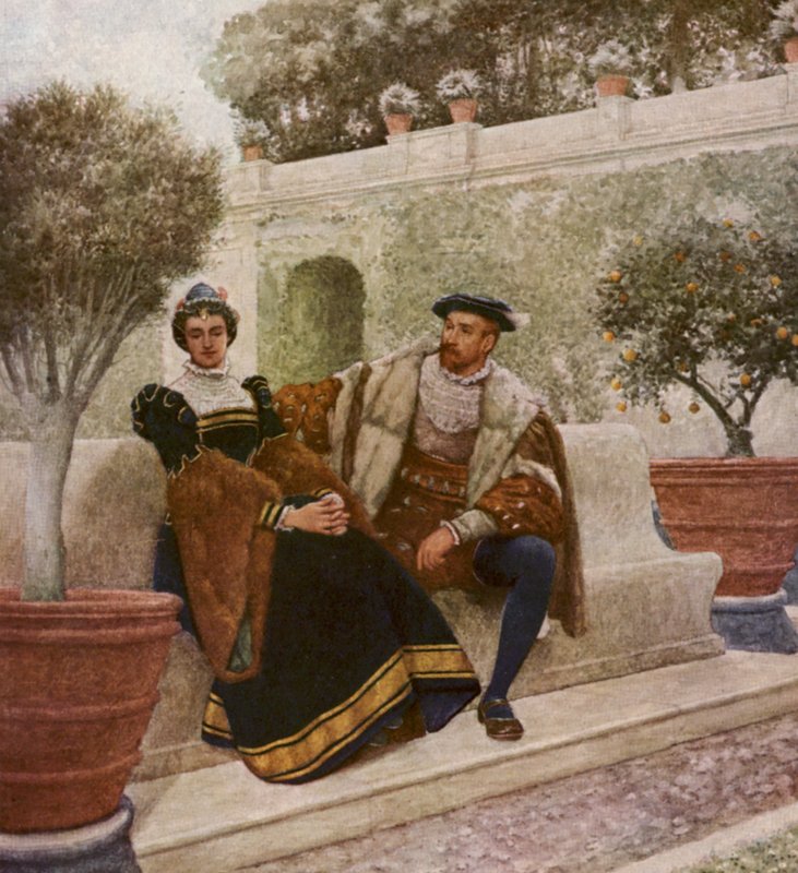 Shakespeares Köpmannen i Venedig: Lorenzo och Jessica (färglitografi) av James Dromgole Linton