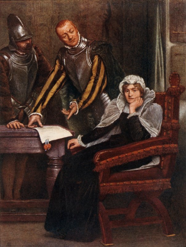 Abdikationen vid slottet Lochleven av Mary Stuart, skottens drottning av James Dromgole Linton