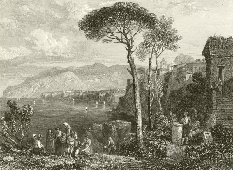 Slätten och bukten i Sorrento, Italien av James Duffield Harding