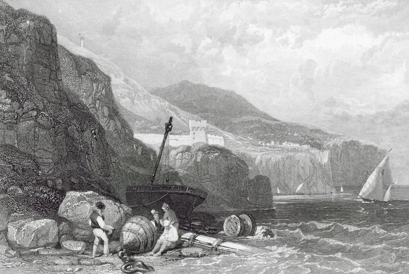 Vico, Neapelbukten, Italien (gravyr) av James Duffield Harding