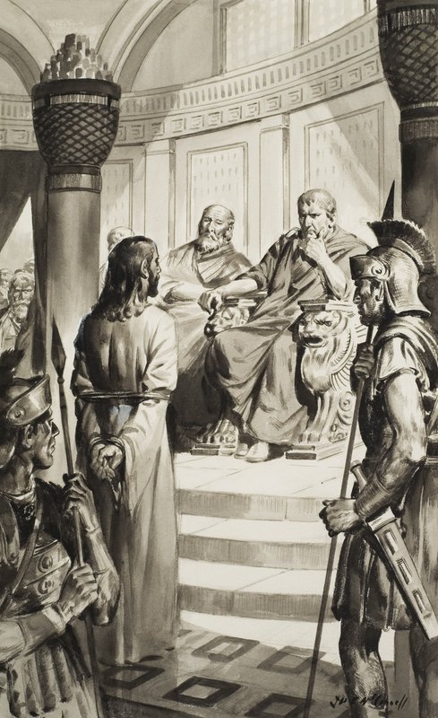 Kristus framför Pontius Pilatus (gouache på papper) av James Edwin McConnell