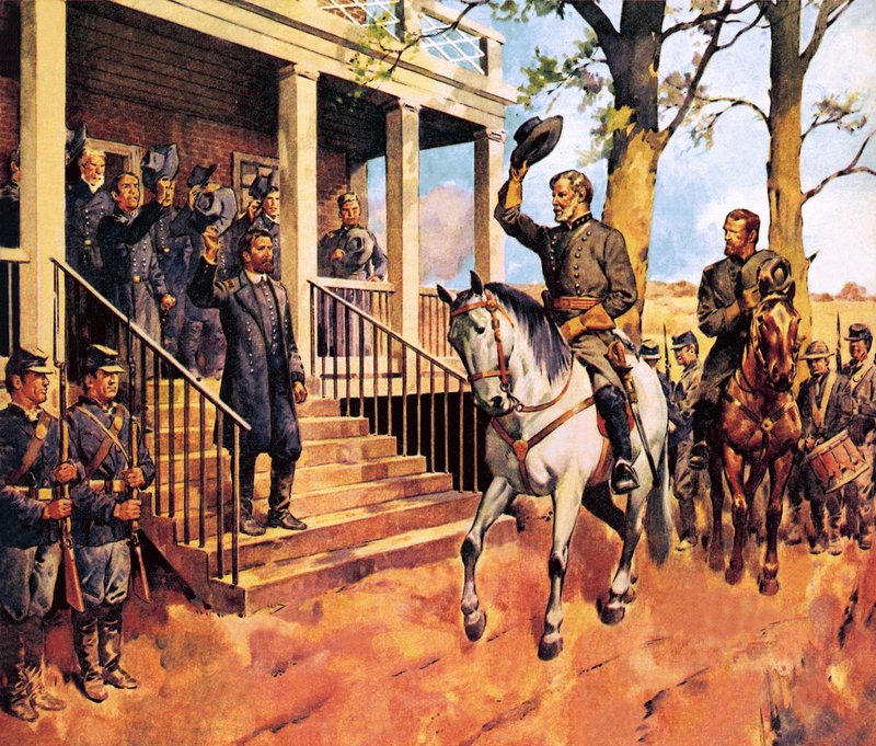 General Lee och hans häst "Traveller" kapitulerar för general Grant av James Edwin McConnell