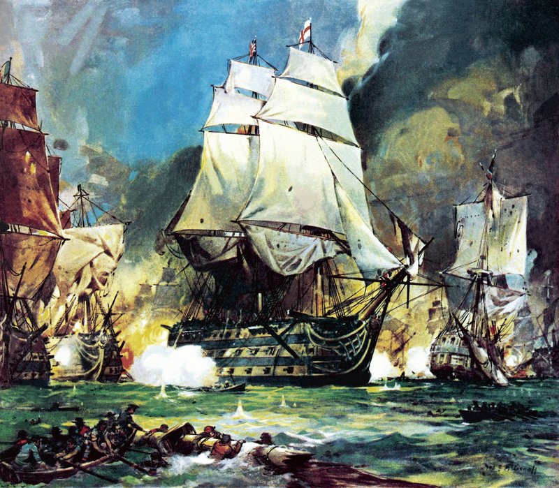 HMS Victory vid slaget vid Trafalgar av James Edwin McConnell
