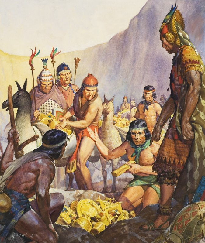 Inkaindianernas dolda guld (gouache på papper) av James Edwin McConnell