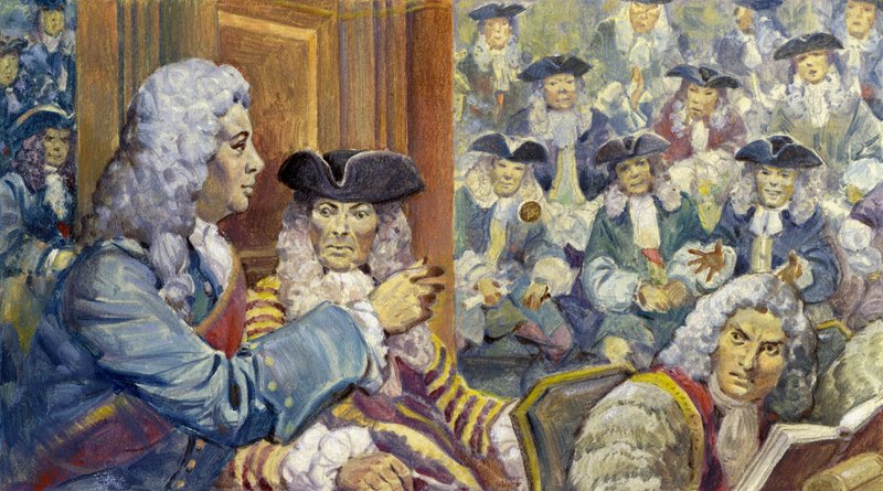 Sir Robert Walpole satsade en gång en guinea på sin klassiska noggrannhet och förlorade (gouache på papper) av James Edwin McConnell