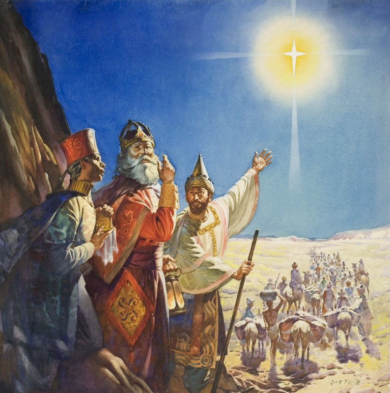 De tre vise männen (gouache på papper) av James Edwin McConnell