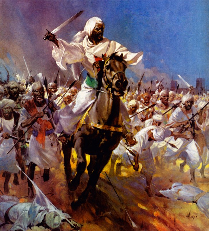 Kampen om Khartoum - Muhammad Ahmad (färglitografi) av James Edwin McConnell