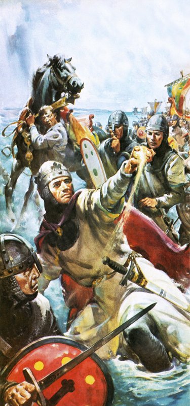 Vilhelm Erövraren anländer till England 1066 och tar med sig en handfull sand av James Edwin McConnell