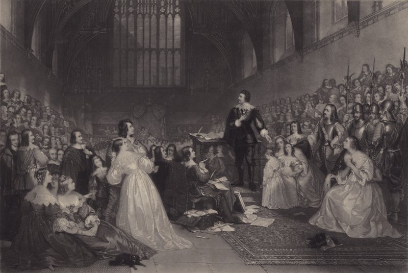 Rättegången mot Thomas, Earl of Strafford, i Westminster Hall, 1641 av James F. Scott