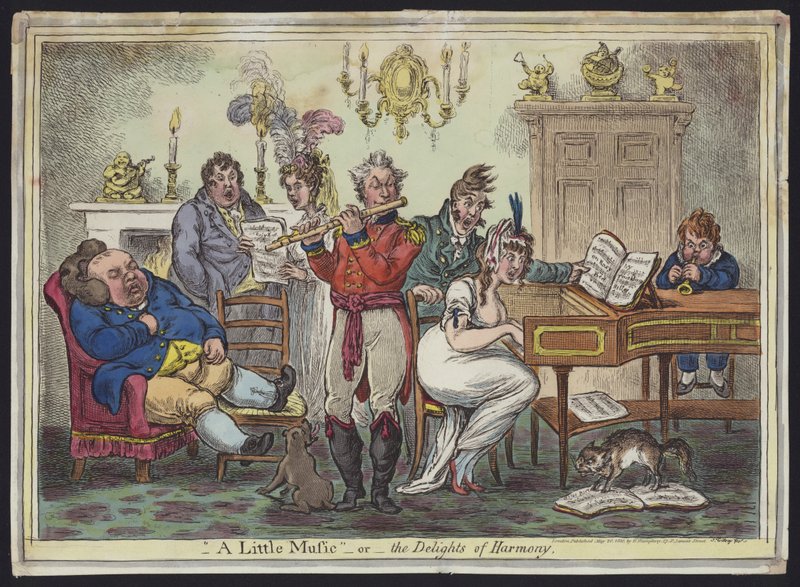 A Little Music, or The Delights of Harmony (färgad etsning) av James Gillray
