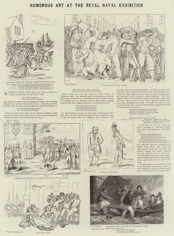 Humoristisk konst på Royal Naval Exhibition av James Gillray
