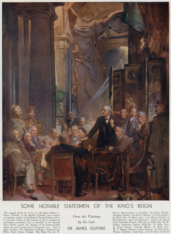 Några anmärkningsvärda statsmän under kung George Vs regeringstid (färg litho) av James Guthrie