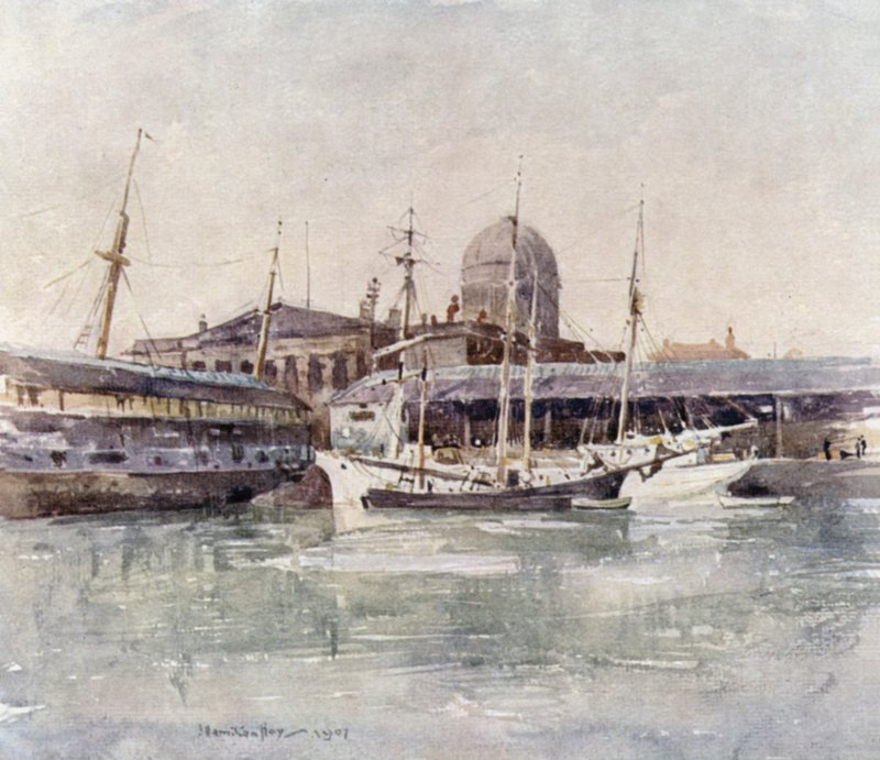 Custom House från Salthouse Dock av James Hamilton Hay
