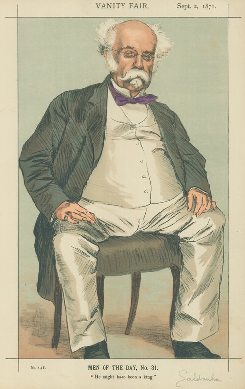 Hertigen av Saldanha, han kan ha varit en kung, 2 september 1871, Vanity Fair-tecknad film (litho i färg) av James Jacques Joseph Tissot