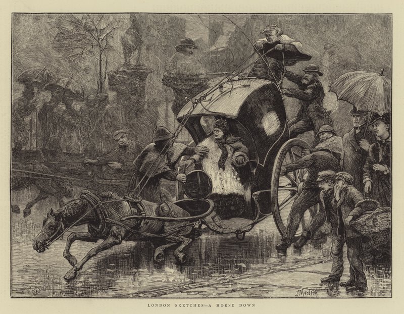 London Sketches, a Horse down av James Macbeth