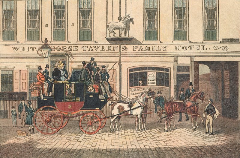 White Horse Tavern and Hotel, Fetter Lane, London av James Pollard