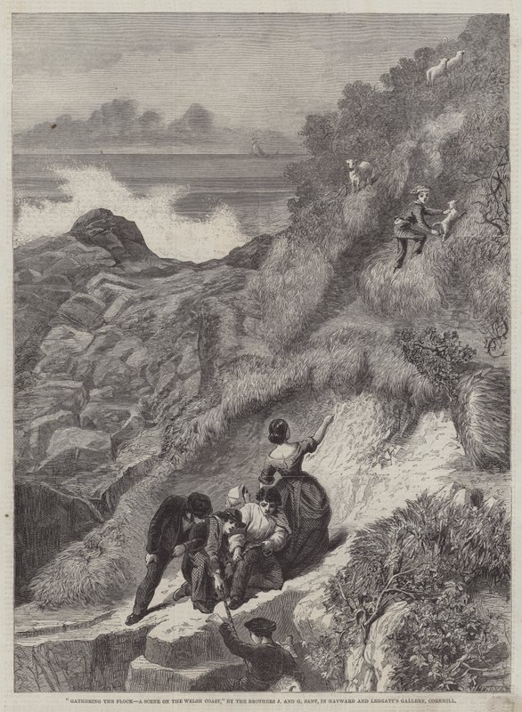 Samling av flockarna, en scen på den walesiska kusten av James Sant