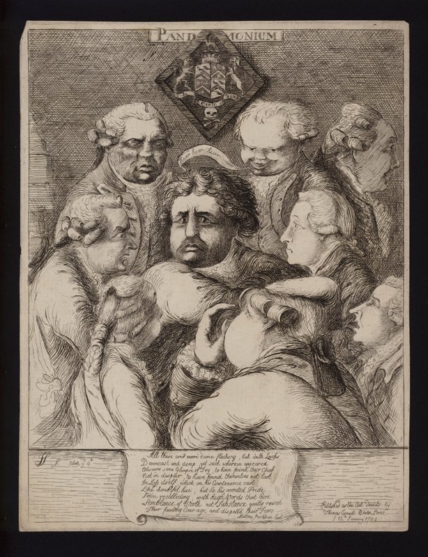 Pandemonium: satir över den politiska instabiliteten i Storbritannien efter Fox-North-koalitionens fall och dess ersättning med William Pitt den yngres regering, 1784 av James Sayers