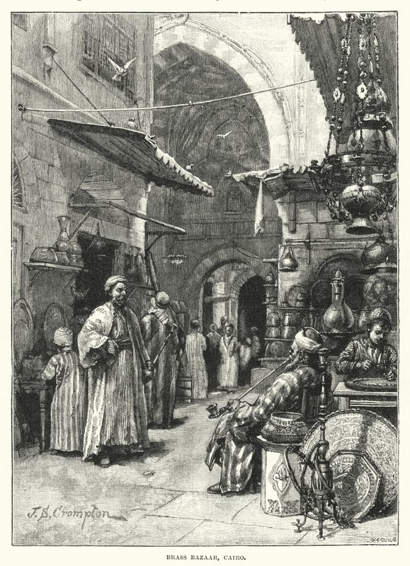 Brass Bazaar, Kairo (gravyr) av James Shaw Crompton