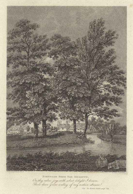 Robert Bloomfield, poet: Fakenham from the Meadows (gravyr) av James Storer