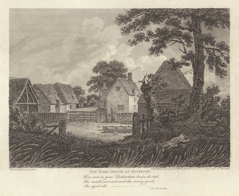 Robert Bloomfield, poet: The Farm House at Sapiston (gravyr) av James Storer