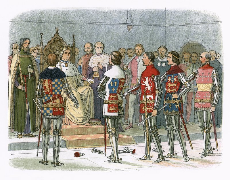 Arundel, Gloucester, Nottingham, Derby och Warwick före kung Richard II av James William Edmund Doyle