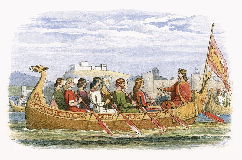 Edgars pråm bemannad av åtta kungar på Dee av James William Edmund Doyle
