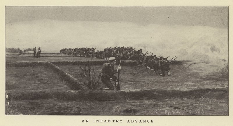 Ett infanteriframryckning av Japanese Photographer