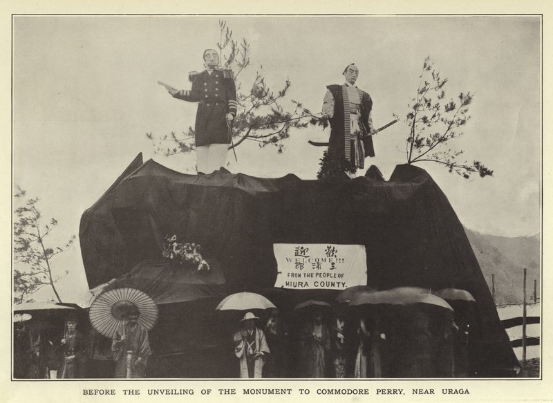 Innan avtäckningen av monumentet till Commodore Perry, nära Uraga av Japanese Photographer