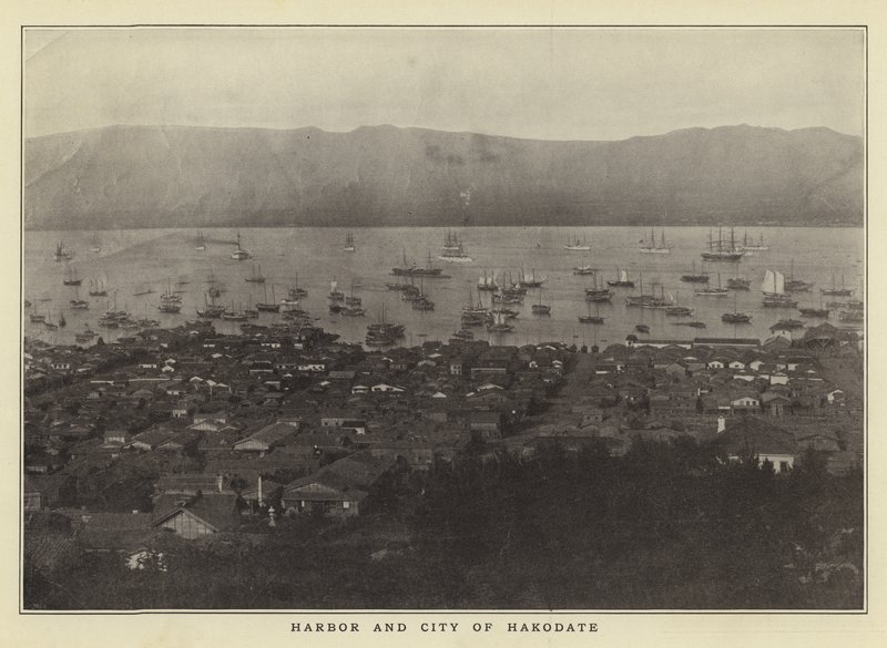Hamnen och staden Hakodate av Japanese Photographer