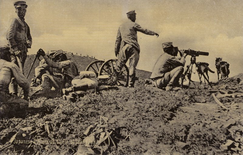 Japanska officerare i slaget vid Liaoyang av Japanese Photographer