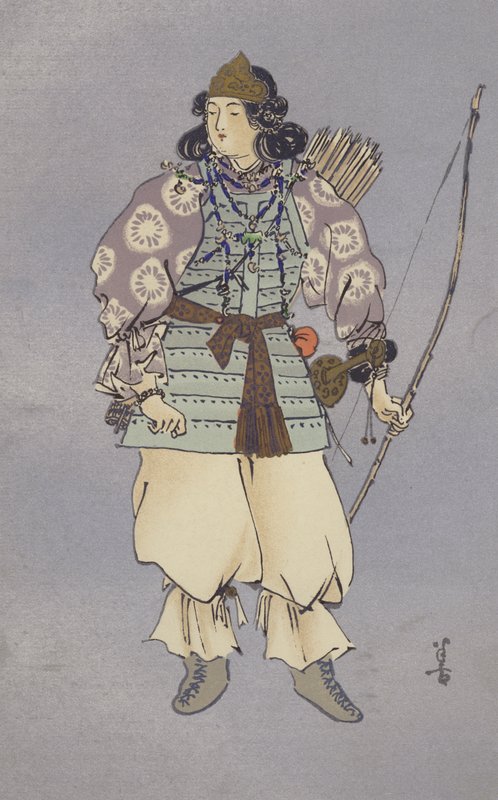 Kejsarinnan Jingo som ledde expeditionen till Korea år 200 e.Kr. (chromolitho) av Japanese School