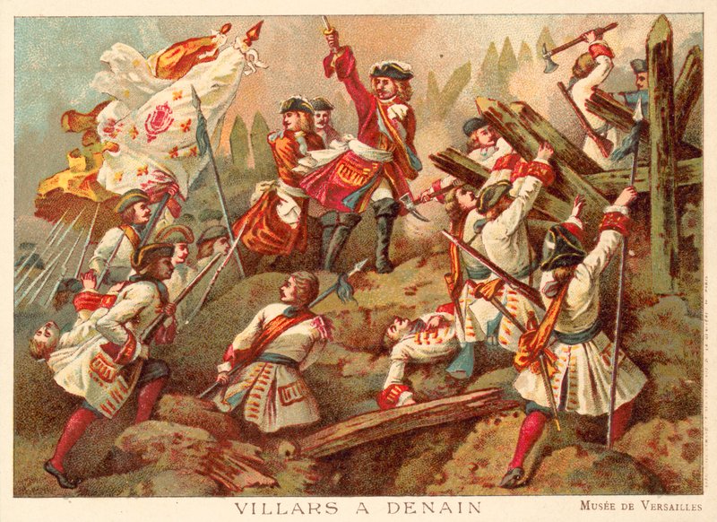 Marskalk Villars i slaget vid Denain, Frankrike, 1712 (kromolit) av Jean Alaux