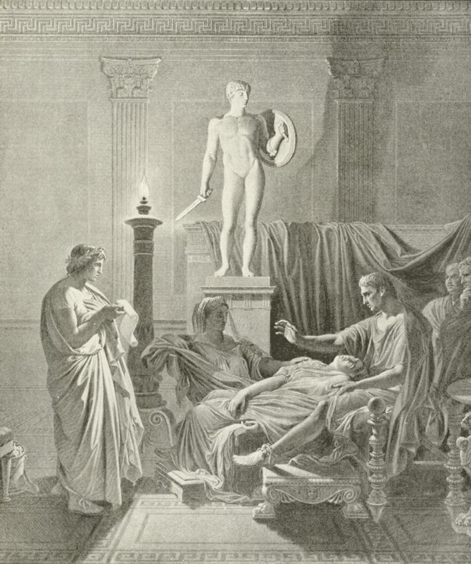 Octavia övervinner av Vergilius verser (gravyr) av Jean Auguste Dominique Ingres