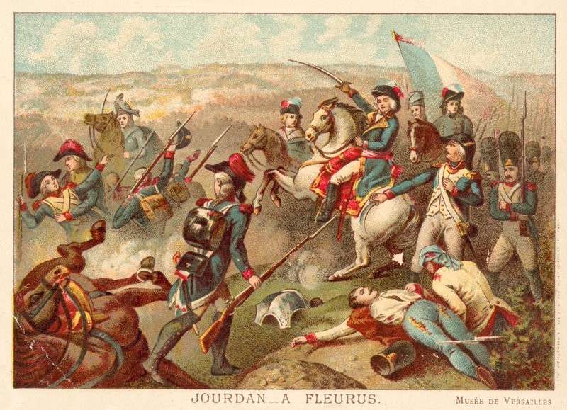 General Jourdan i slaget vid Fleurus, 1794 (kromolit) av Jean Baptiste Mauzaisse