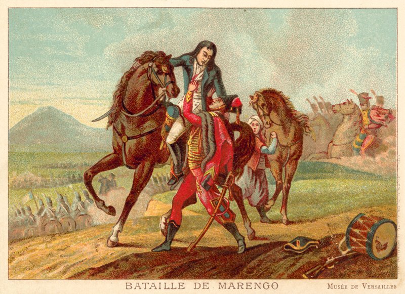 Slaget vid Marengo, Italien, 1800 (chromolitho) av Jean Baptiste Regnault