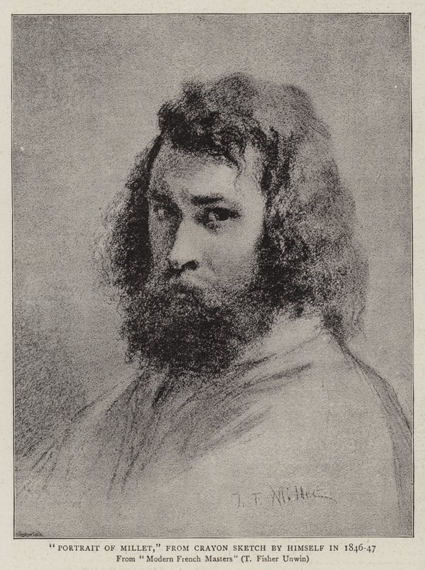 Porträtt av Millet, från Crayon Sketch av honom själv 1846-47 av Jean Francois I Millet