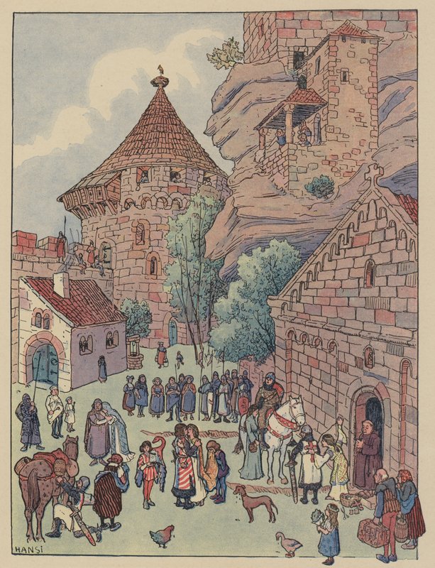 Chevalier du Hohbarrs avgång för korstågen (färg litho) av Jean Jacques Waltz