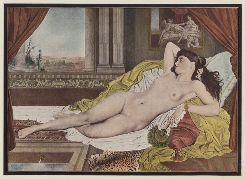 På soffan (färg litho) av Jean Alexandre Coraboeuf