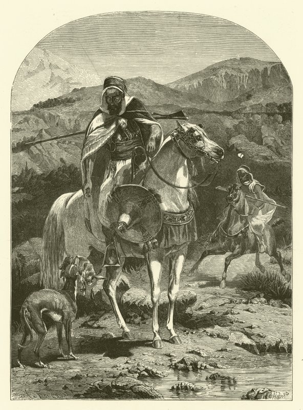 Harjakt i Algeriet med vinthundar (gravyr) av Jean Antoine Valentin Foulquier